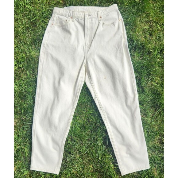 NEW H&M Mom Jeans Women's Size 12 White Curvy Fit High Waist Loose NWT 90s - Picture 1 of 7